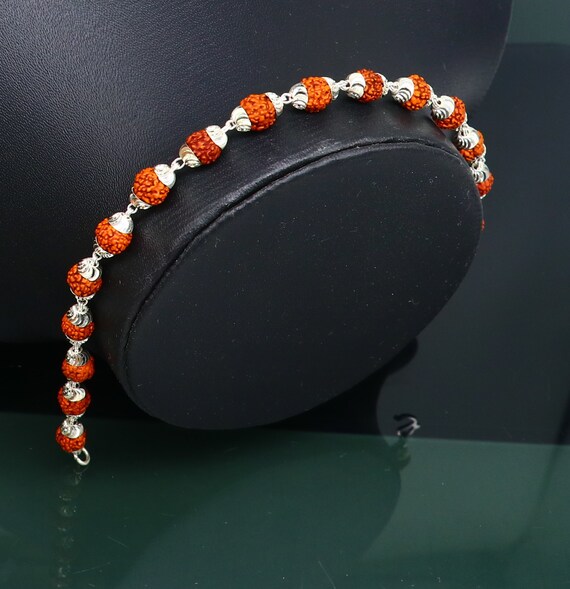 Solid silver handmade 6 mm Natural Rudraksha bead… - image 9