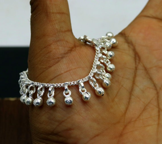 5.8" Solid silver Vintage design double chain cus… - image 8