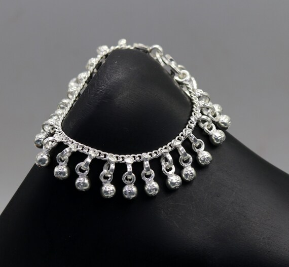 5.8" Solid silver Vintage design double chain cus… - image 6