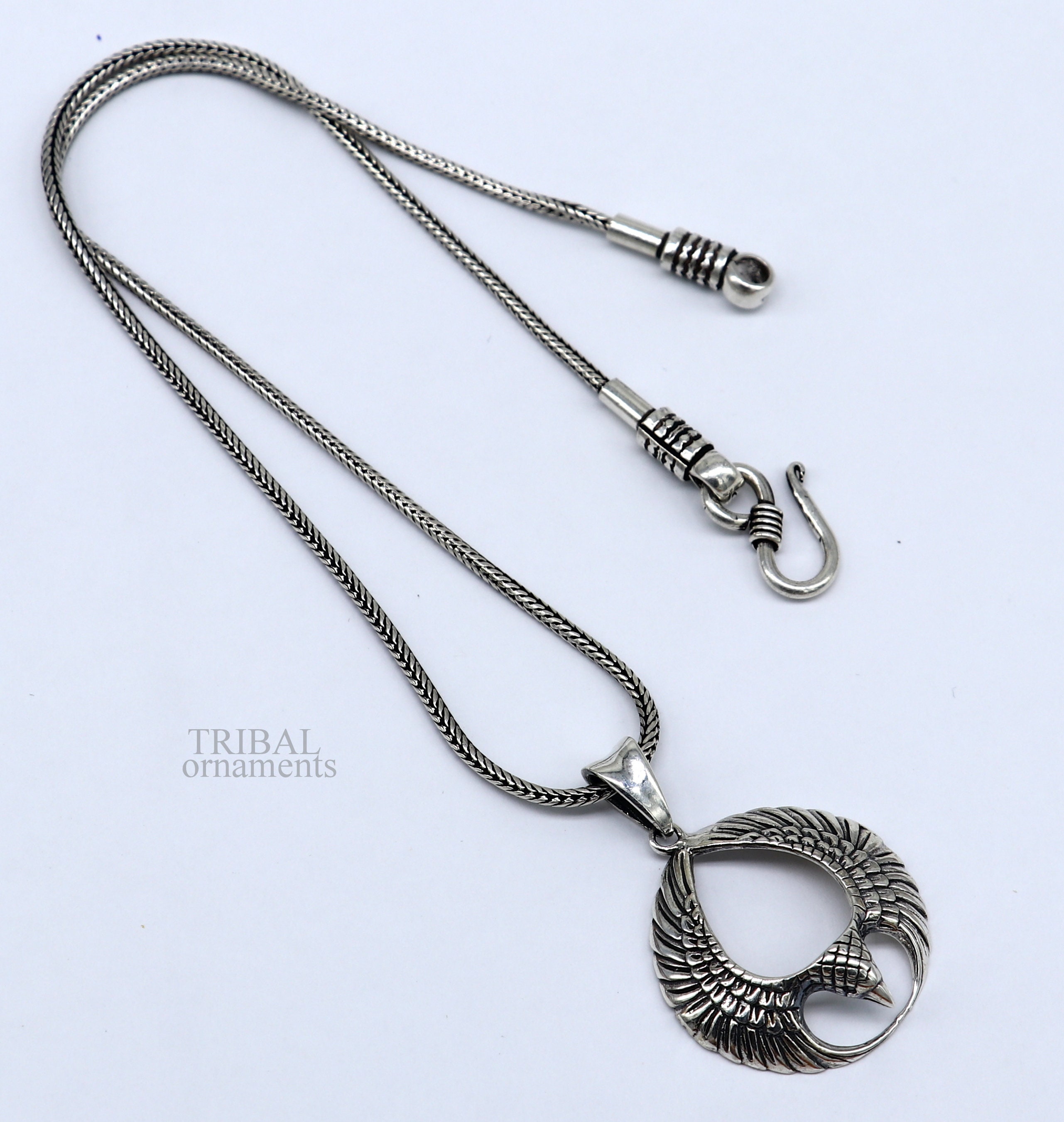 925 Sterling Silver Hindu Idol Lord Vishnu With Garuda Pendant