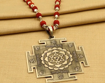 925 sterling silver 2.5" Bagulamukhi yantra pendant with Rudraksha mala(optional) meditation jewellery nsp1085