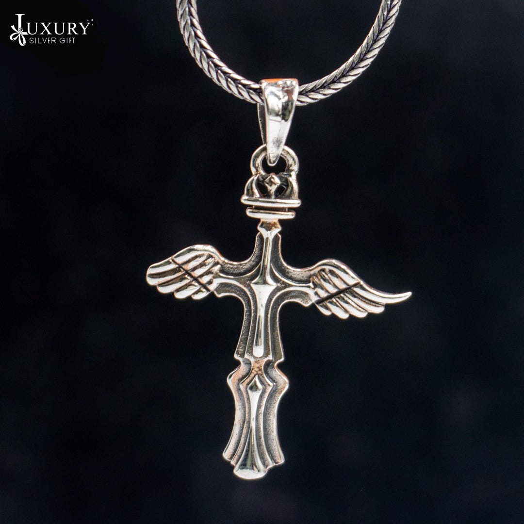 925 Sterling Silver Handmade Cross Silver Pendant With Chain Tribal ...