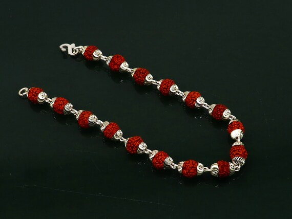 Solid silver handmade 6 mm Natural Rudraksha bead… - image 5