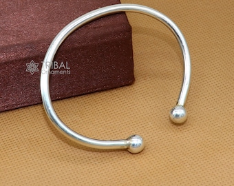 Solid Flat Plain Design 925 Sterling Silver Shiny Bright Bangle