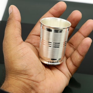 999 pure fine silver handmade water milk cup tumbler, all sizes silver tumbler, silver baby food dining flask, silver utensils gift sv262 image 2