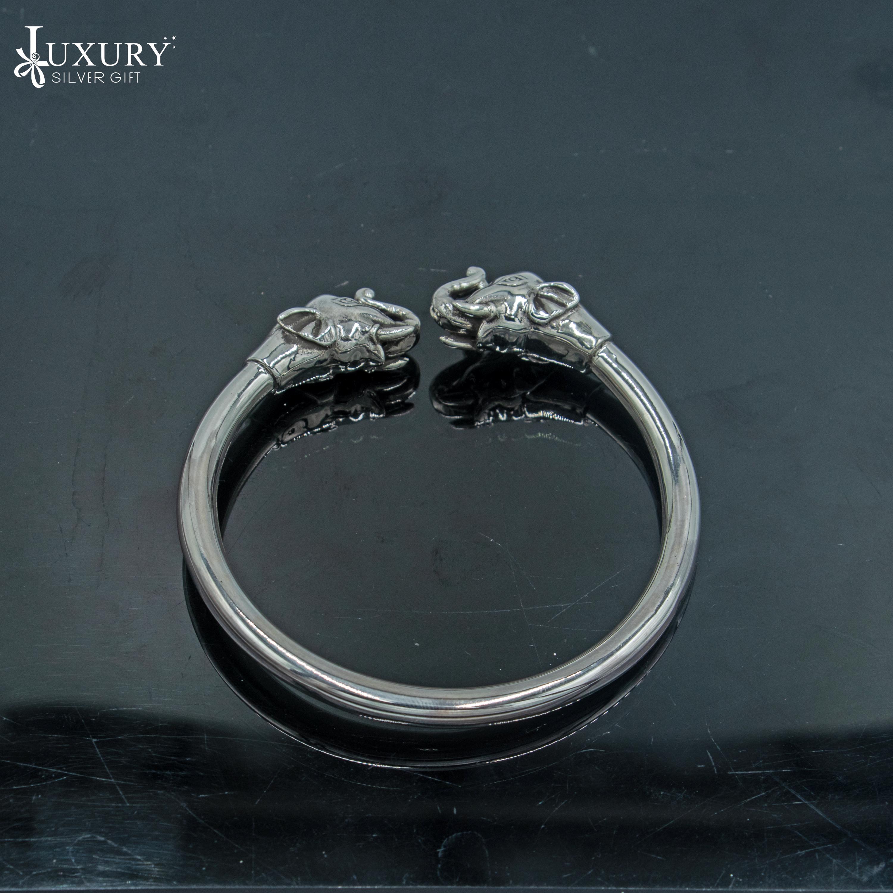 雑貨➀ 925 Sterling Silver Handmade Elephant Design Bangle Bracelet