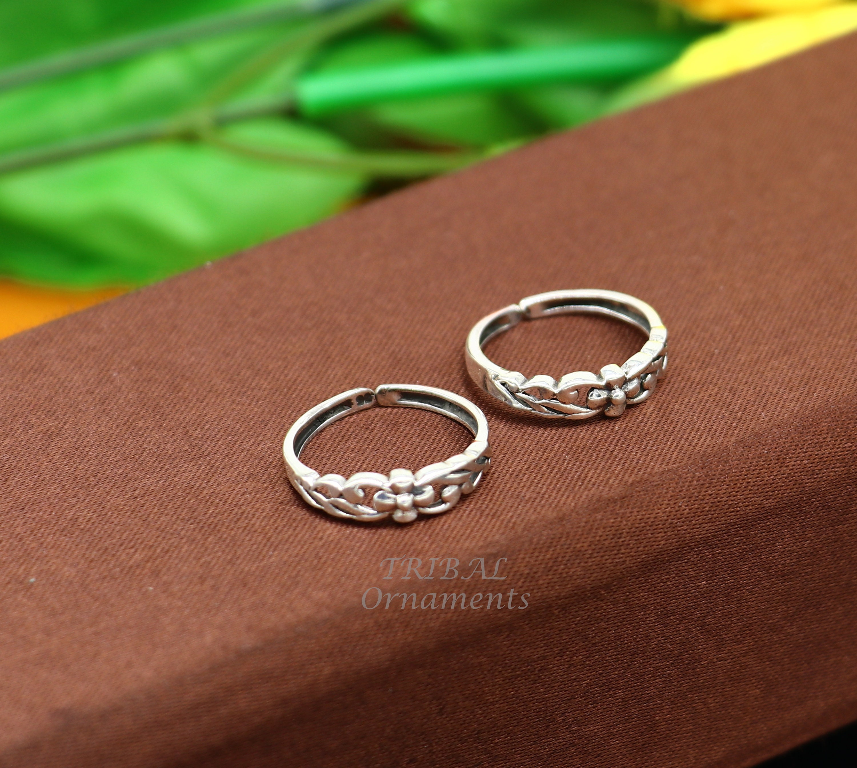 Sterling Silver 6mm Wide Skull Toe Ring For Women - Solid Oxidized Antiqued Design, Adjustable