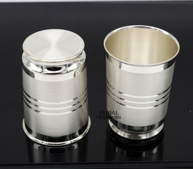 999 pure fine silver handmade water milk cup tumbler, all sizes silver tumbler, silver baby food dining flask, silver utensils gift sv262 image 1