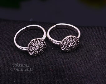 925 sterling silver elegant floral design handmade toe ring, toe band stylish modern women's brides jewelry, india traditional jewelry ytr45