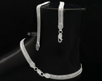 10.5&quot; Long handmade 925 sterling silver amazing wheat chain design ankle bracelet, gift anklets customized belly dance jewelry ank609