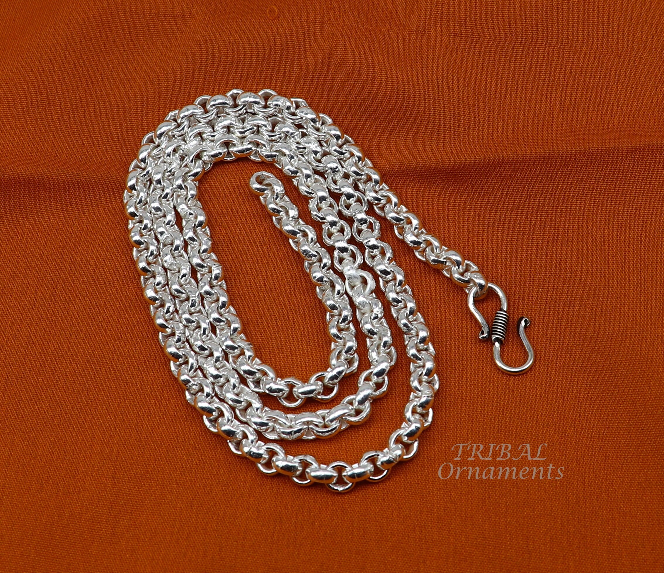 Pure 999 Fine Silver Chain Men Women 5.5mm Round Twist Rope Link Necklace
