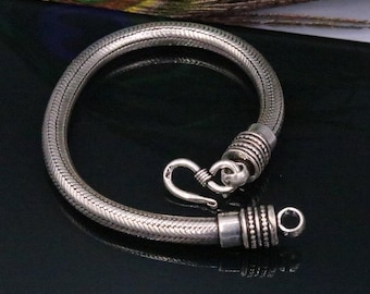 6 bis 8,5 '' Zoll 5 mm Erstaunlich maßgeschneiderte Vintage-Stil Schlange Kette handgemachtes 925 Sterling Silber Armband unisex Stammes-Schmuck sbr72