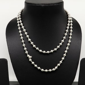 5mm 925 sterling silver stunning plain beads chain japp mala 108 beads japp chain 34 inches chanting chain meditation chain necklace ch109