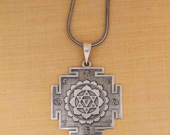 925 sterling silver handmade Baglamukhi maha Yantra Pendant with chain tribal jewellery nsp1098