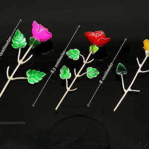 Solid sterling silver handmade small Rose flower puja god temple article, excellent three color enamel silver worshipping articles su450