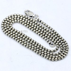 All size 925 sterling silver handmade customized fancy stylish 2mm silver beaded chain necklace baht chain best gifting jewelry ch583