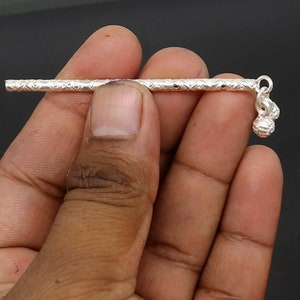 Amazing design Solid sterling silver handmade idol krishna flute, silver bansuri, laddu gopala flute, little krishna flute puja art su358