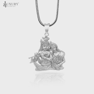 Argento sterling 925 Lord Krishna e Radha, incredibile ciondolo divino medaglione gioielli tribali nsp807