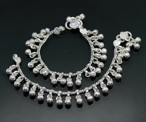 5.8" Solid silver Vintage design double chain cus… - image 7