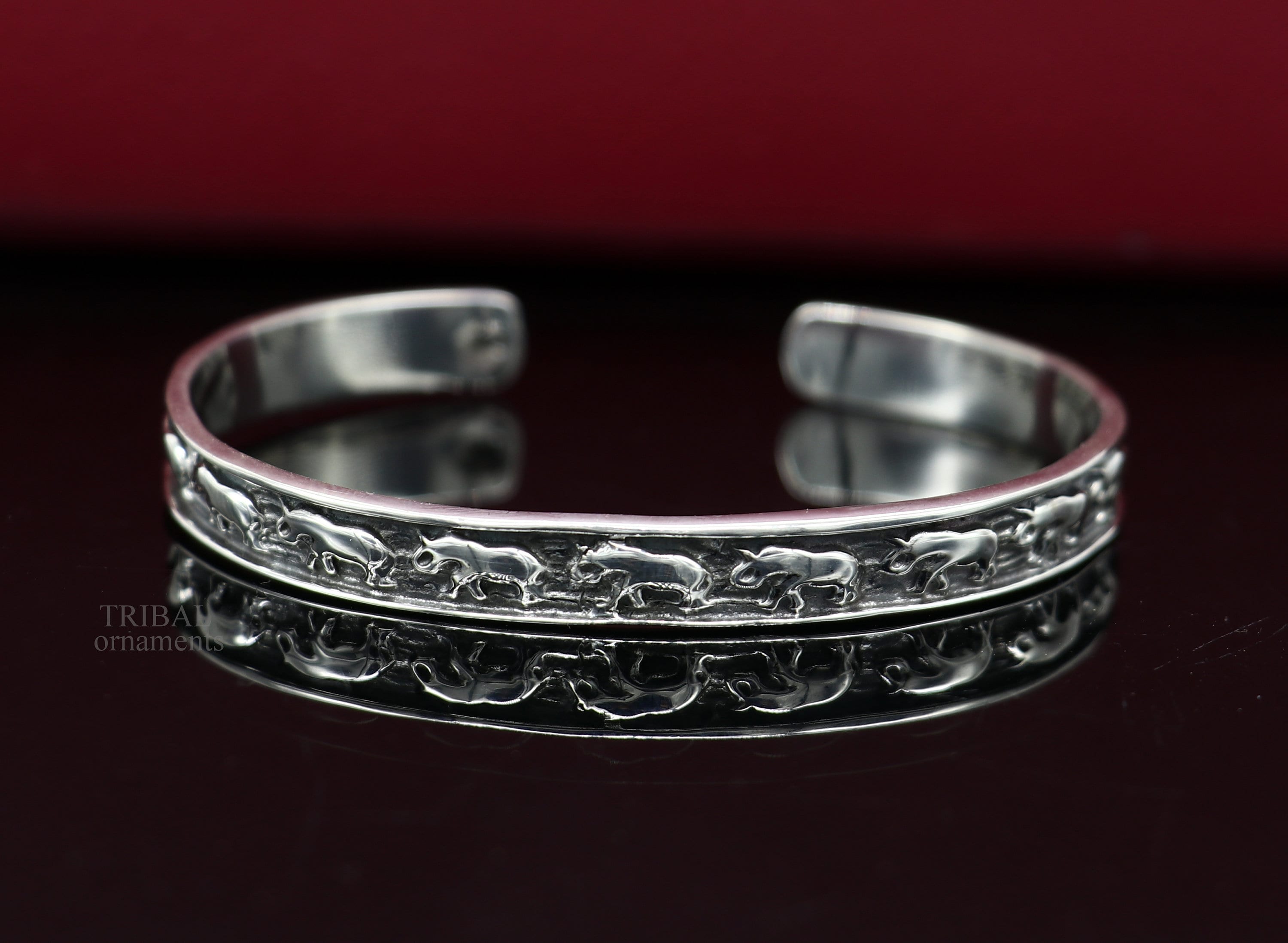 Buy 925 Sterling Silver Gorgeous Waved Elephant Design Open Face