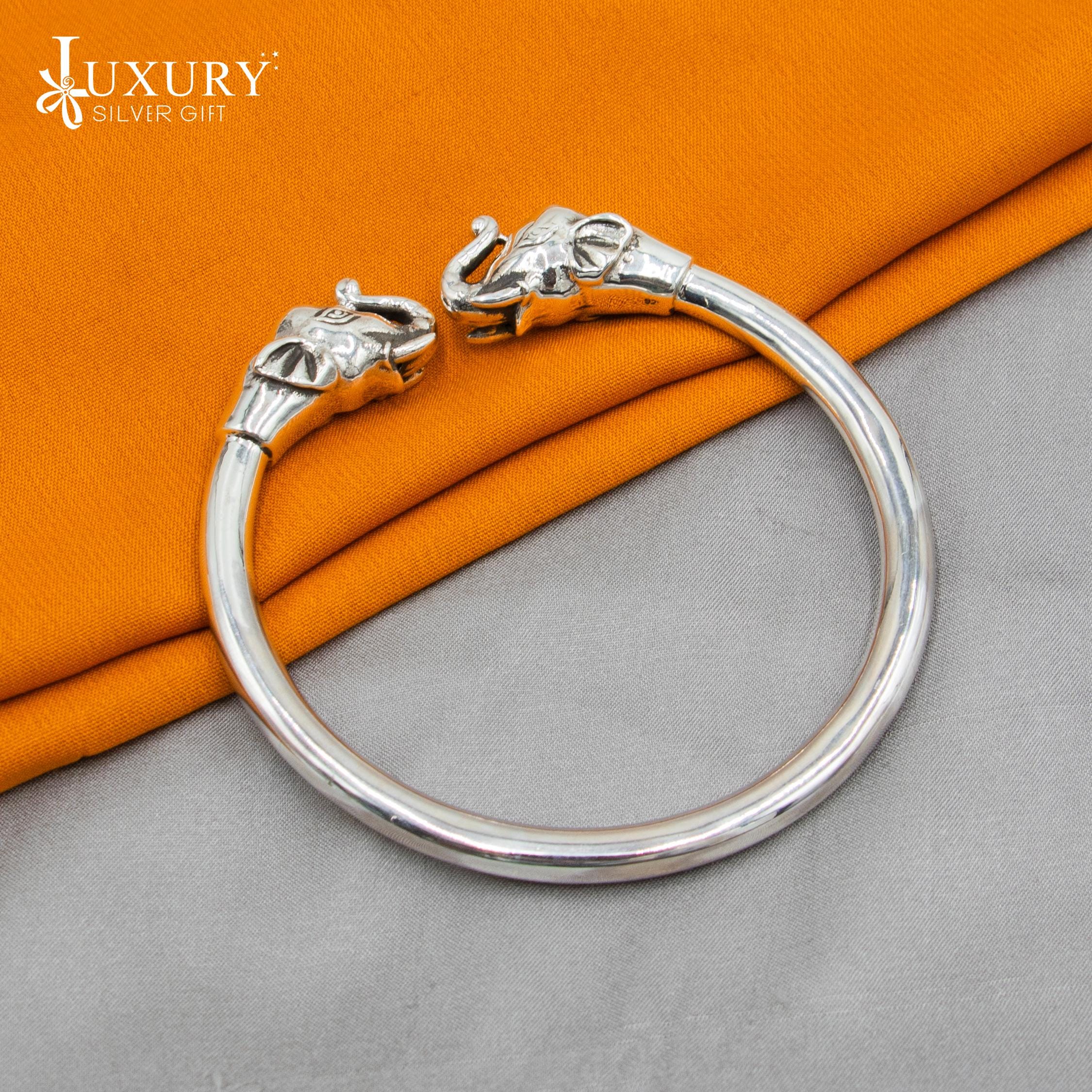 雑貨➀ 925 Sterling Silver Handmade Elephant Design Plain Bangle