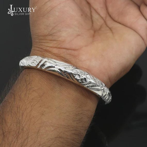925 Sterling Silver Trident/trishul Bangle Kada for Both Girl's or