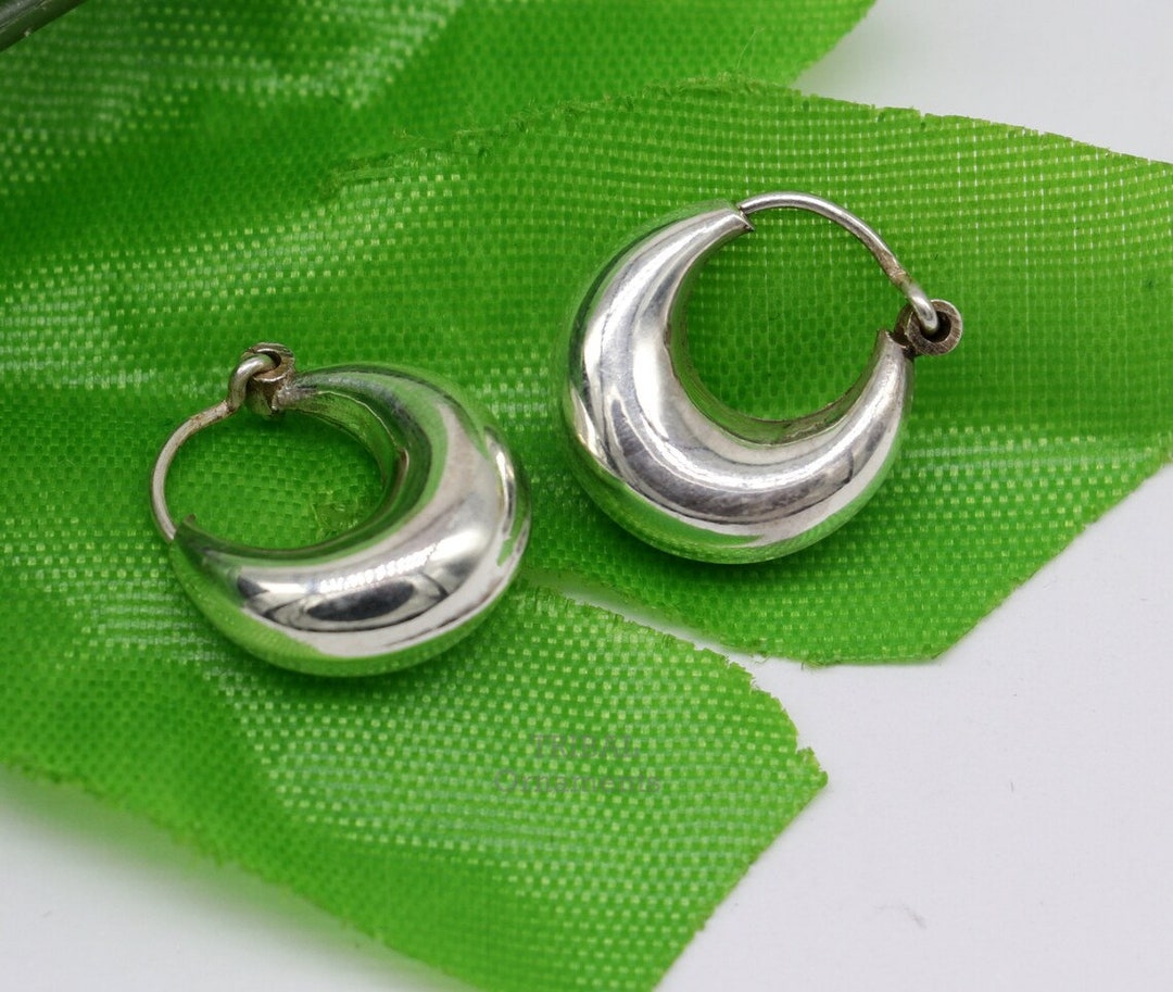 925 Sterling Silver Handmade Hoops Kundal Earring, Excellent Designer
