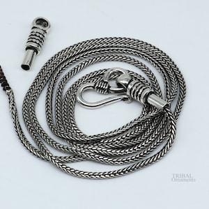 Oxidized Chain Sterling Silver Wheat Chain 2.10 Mm Bali Woven Chain Braided  Rope Chain 20 22 24 26 Inches Necklace Chains for Pendants 