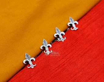 Ensemble de 4 boutons kurta en argent sterling 925 avec fleur de lys française pour des boutons de manchette en argent tendance perfection, bijoux culturels tendance btn39