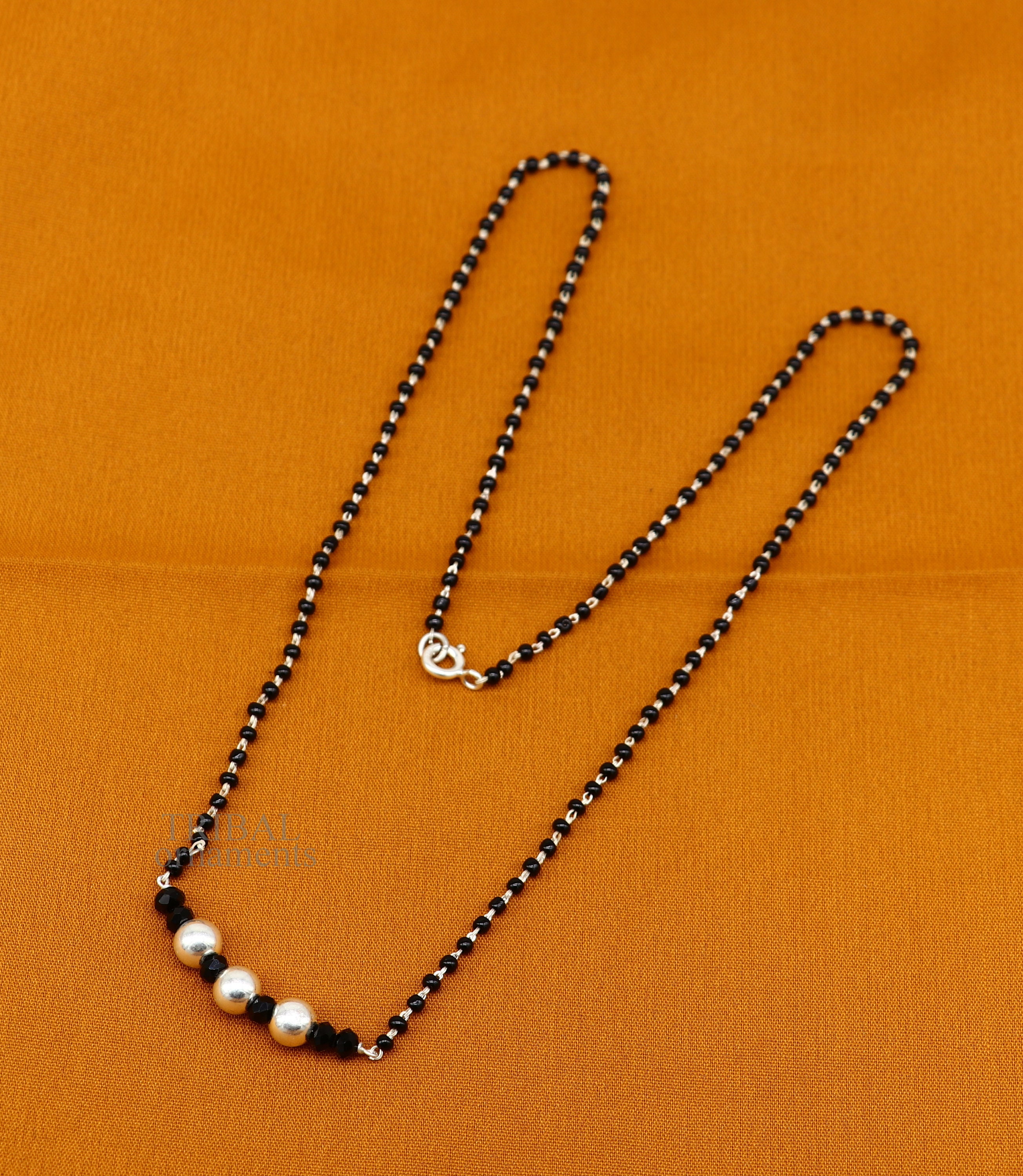 ネックレス・ペンダント [KINDABABY] [925silver] glitzy black chain necklace Elegant 925 Sterling Silver Black Beads Chain Necklace