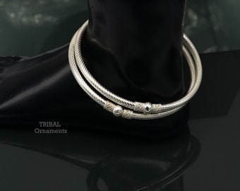 Handmade Vintage antique design Indian traditional silver women's customized foot kada ankle kada hollow bracelet tribal jewelry nsfk63