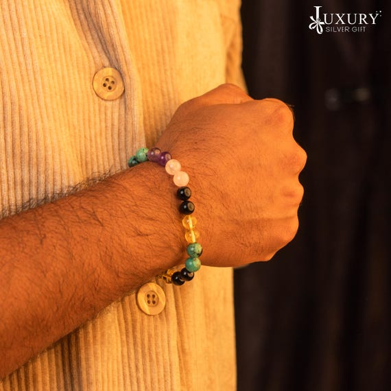 Bracciale Con Pietre Naturali Chakra UEUC | Perle Di Quarzo 8 Mm | Unisex, Fatto A Mano, Elasticizzato - 6