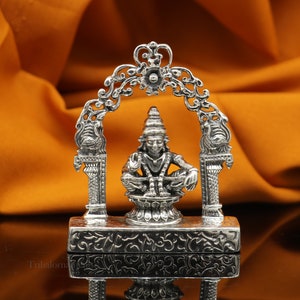 925 sterling silver handmade Divine Hindu idol Aayappa Sabarimala statue murti Sculpture figurine puja article gifting art178