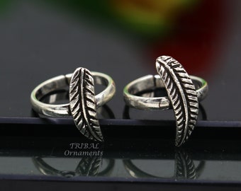 925 sterling silver amazing leaf design handmade toe ring, toe band stylish modern women's brides jewelry, india traditional jewelry ytr47