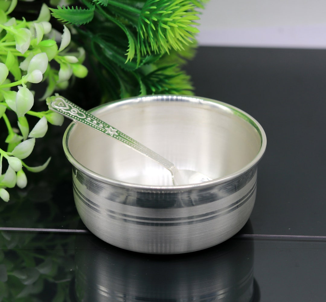 999 Pure Silver Solid Bowl and Spoon Silver Tumbler Excellent Gifting