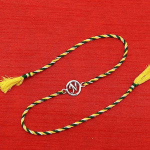 Pulsera Rakhi con diseño de letra N hecha a mano de plata de ley 925, increíble regalo elegante para Rakshabandhan rk47