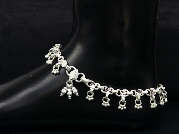 10" solid sterling silver handmade ankle bracelet… - image 4