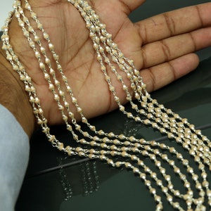 22&quot; 925 Sterling silver handmade holy basil rosary beads silver chain necklace unisex jewelry , tulsi mala customized necklace ch84