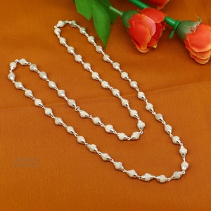 925 sterling silver holy basil rosary handcrafted beads necklace 24 inches 5mm beads meditation chain necklace ch143