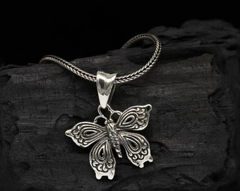925 sterling silver handmade butterfly design pendant, silver bird pendant necklace best delicate unisex pendant jewellery nsp659