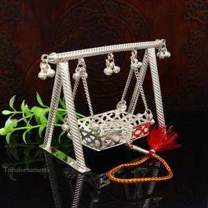 Sterling silver handmade Bal Gopala jhula, little Krishna swing, child Krishna palana, silver jhula, laddu Gopal Jhula, silver art su380