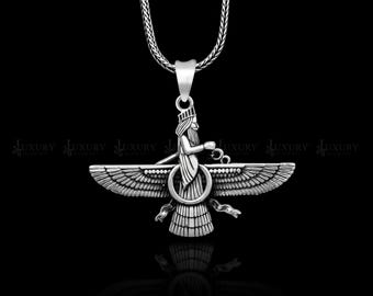 925 Sterling Silver Handmade Faravahar Ahura Mazda Handmade