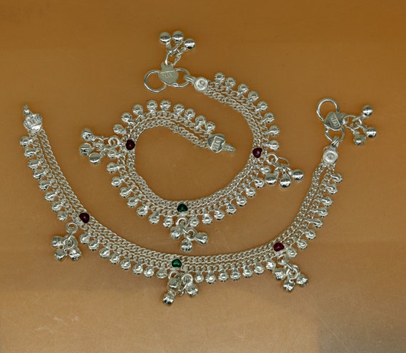 6.8" inches double chains solid silver gangling w… - image 2