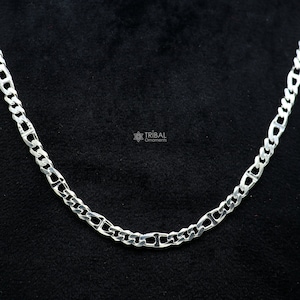 20&quot; 4MM 925 sterling silver handmade solid fancy stylish silver chain necklace Nawabi chain best gifting jewelry from India ch244