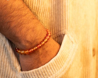 Pulsera hecha a mano con cuentas de piedra natural cornalina de 8 mm, joyería unisex personalizada, stnbr144