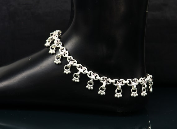 10" solid sterling silver handmade ankle bracelet… - image 3
