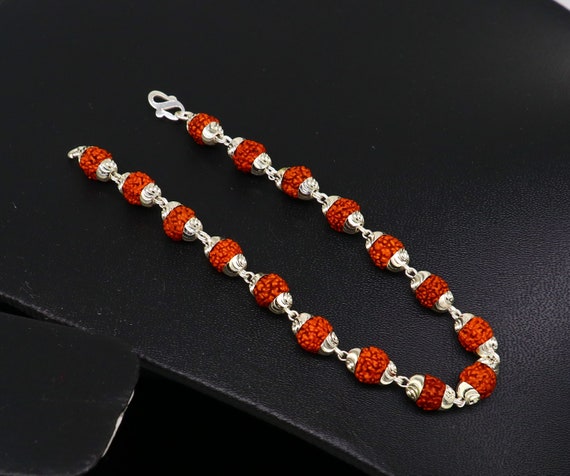 Solid silver handmade 6 mm Natural Rudraksha bead… - image 2