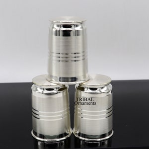 999 pure fine silver handmade water milk cup tumbler, all sizes silver tumbler, silver baby food dining flask, silver utensils gift sv262 image 3