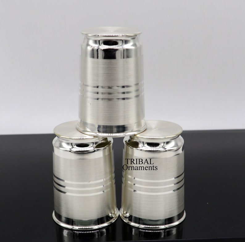 999 pure fine silver handmade water milk cup tumbler, all sizes silver tumbler, silver baby food dining flask, silver utensils gift sv262 image 3