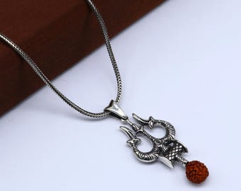 925 sterling silver Hindu idol Lord Shiva trident/trishul pendant, amazing design gifting locket pendant customized jewelry ssp1468